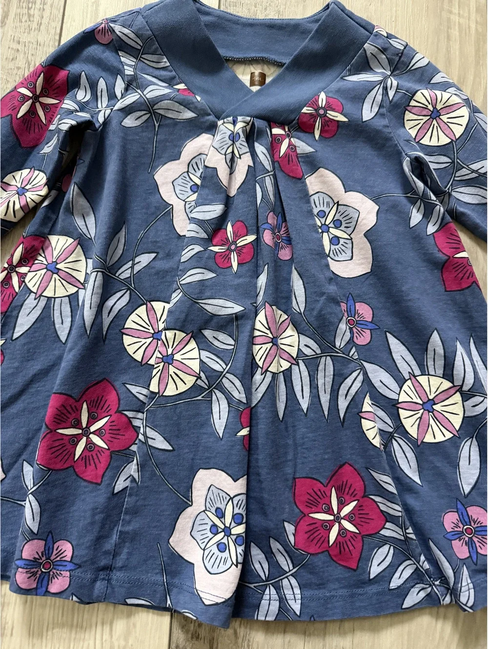 Tea Collection Floral Print Trapeze Dress 100% cotton size 2T